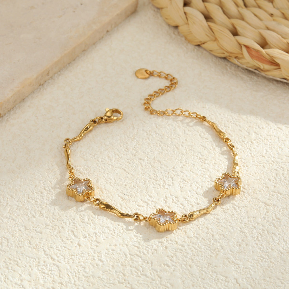 Geometric Gold Plated Bracelet — gold bracelet, view 3