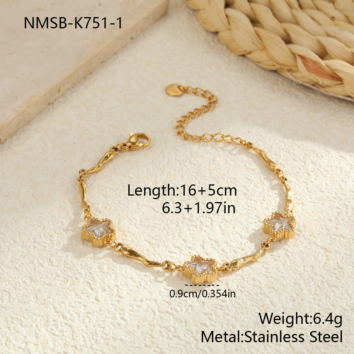 Geometric Gold Plated Bracelet — gold bracelet, view 8