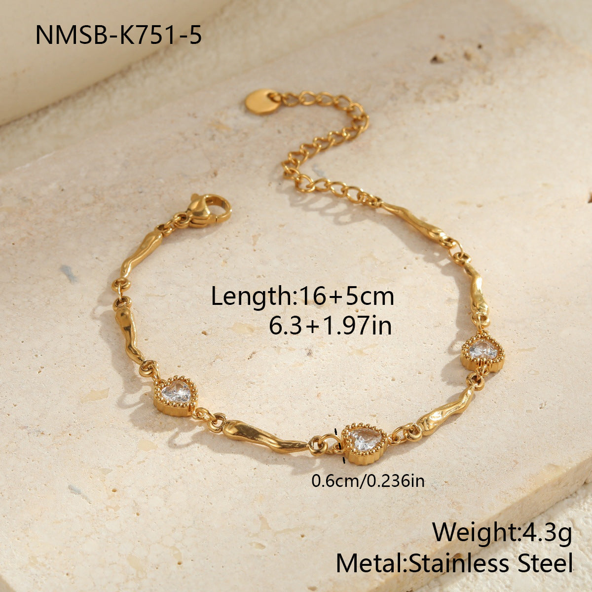 Geometric Gold Plated Bracelet — gold bracelet, view 12