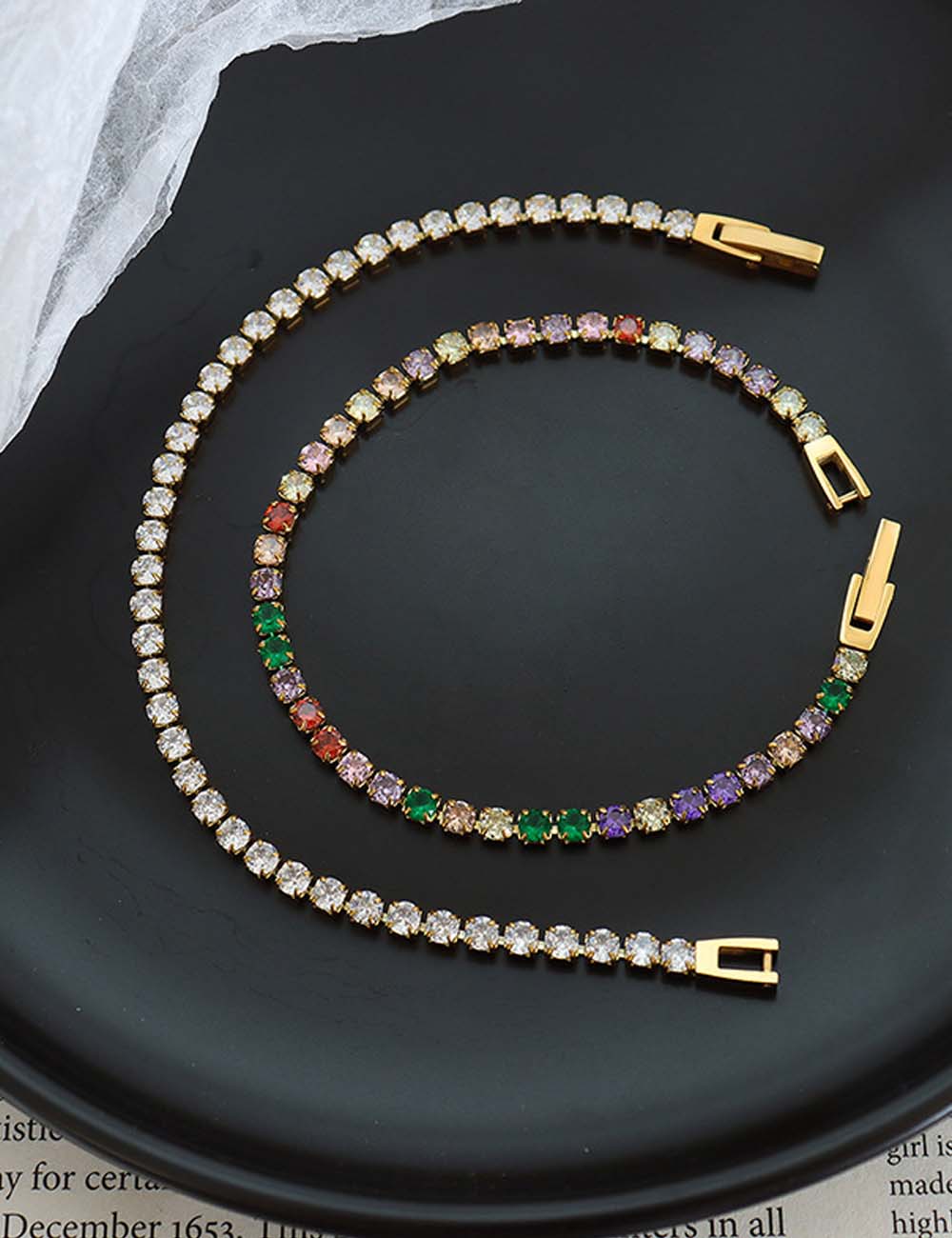 Cubic Zirconia Geometric Chain Bracelet — bracelet
