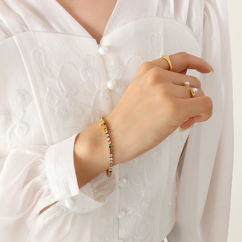 Cubic Zirconia Geometric Chain Bracelet — bracelet, view 3