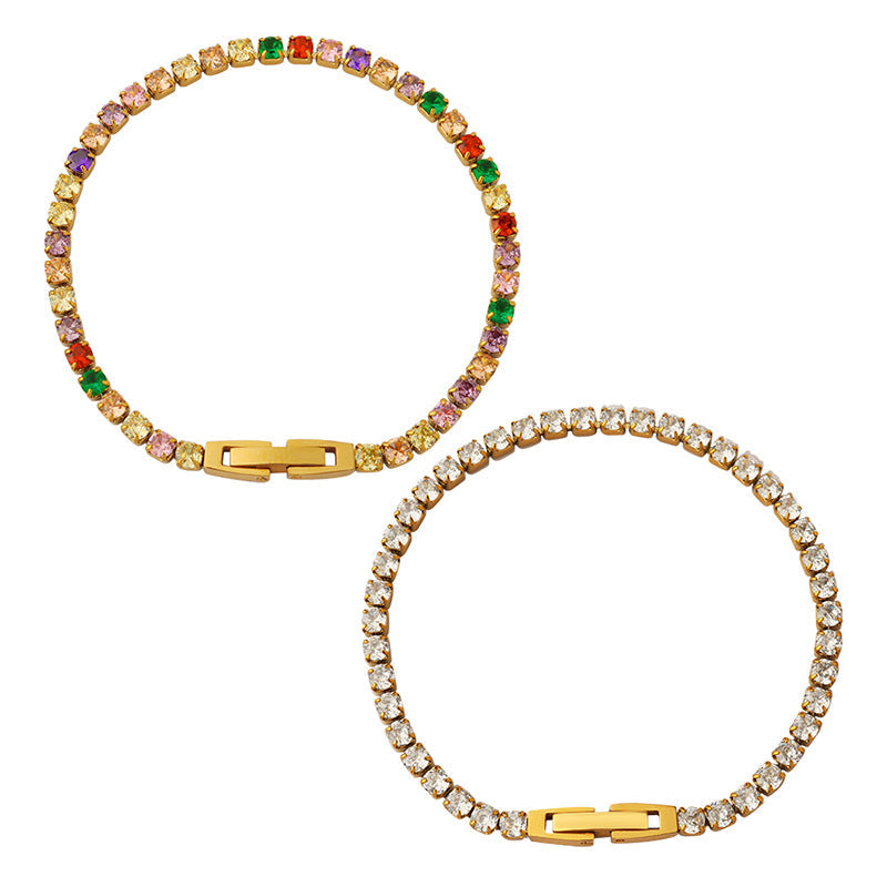 Cubic Zirconia Geometric Chain Bracelet — bracelet, view 6