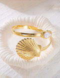 Shell Pearl Open Arm Cuff Bracelet — gold bracelet