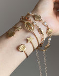 Shell and Starfish Link Bracelet Set — gold bracelet