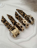 Leopard Print Hollow Wide Bangle — bracelet