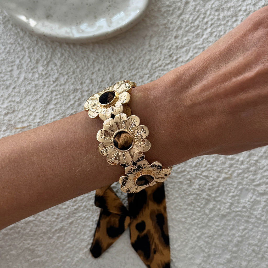 Leopard Print Hollow Wide Bangle — bracelet, view 5