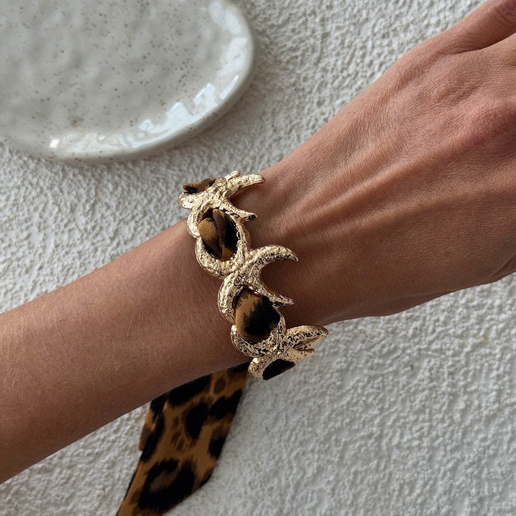 Leopard Print Hollow Wide Bangle — bracelet, view 11