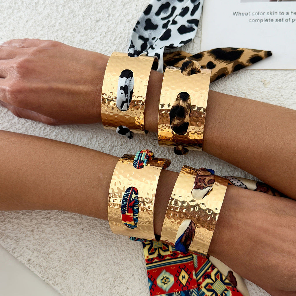 Leopard Print Open Cuff Bangle — bracelet, view 2