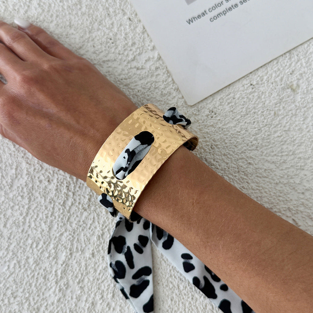 Leopard Print Open Cuff Bangle — bracelet, view 5