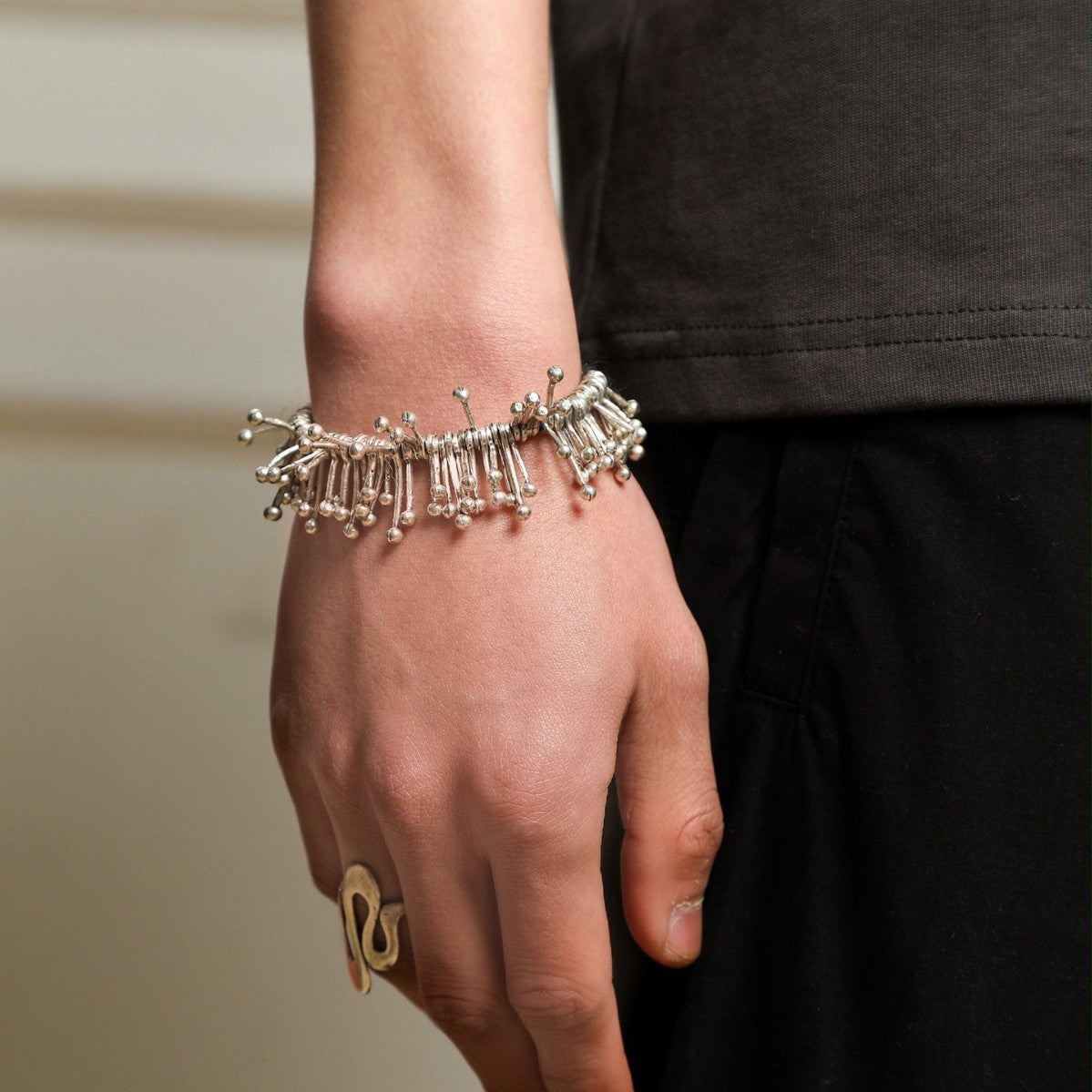 Silver Seaweed Tassel Bracelet — silver bracelet, view 3