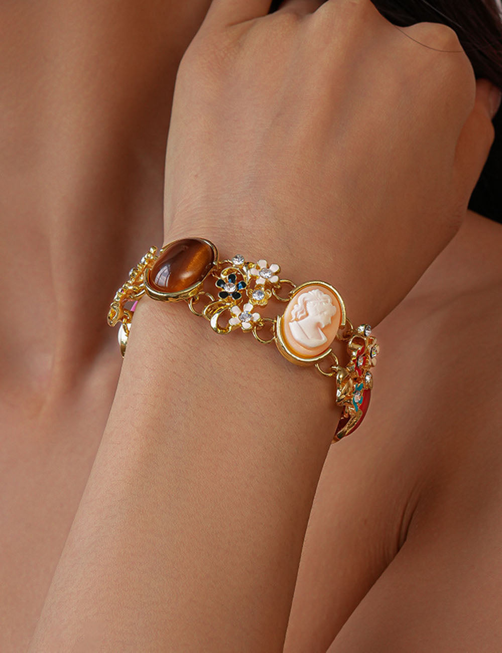 Gold-Plated Floral Resin Bracelet — multicolour bracelet