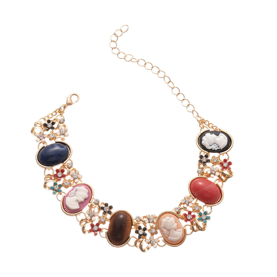 Gold-Plated Floral Resin Bracelet — multicolour bracelet, view 5