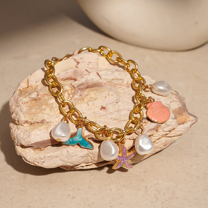 Pearl Tassel Chain Bracelet — bracelet, view 9
