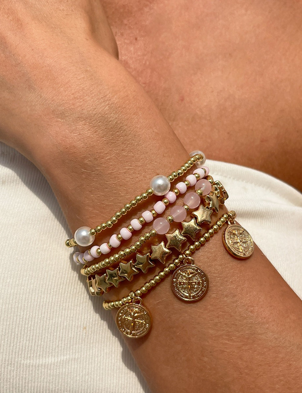 Layered Gold Bead Chain Bracelet — gold bracelet