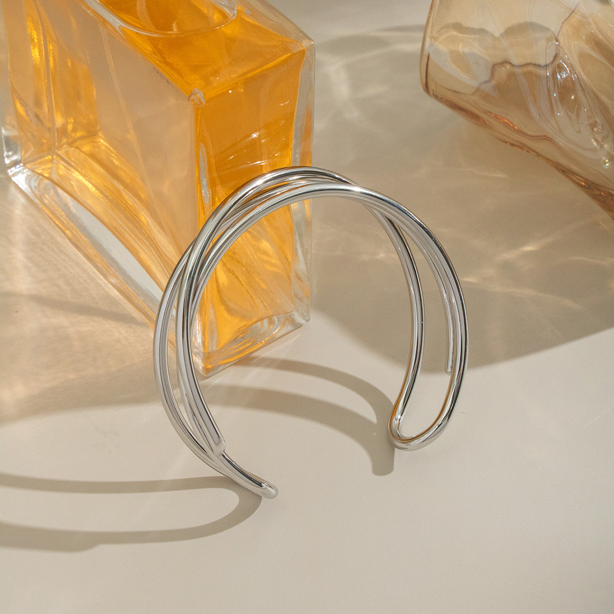 Hollow-Out Gold Plated Cuff — bracelet, view 2