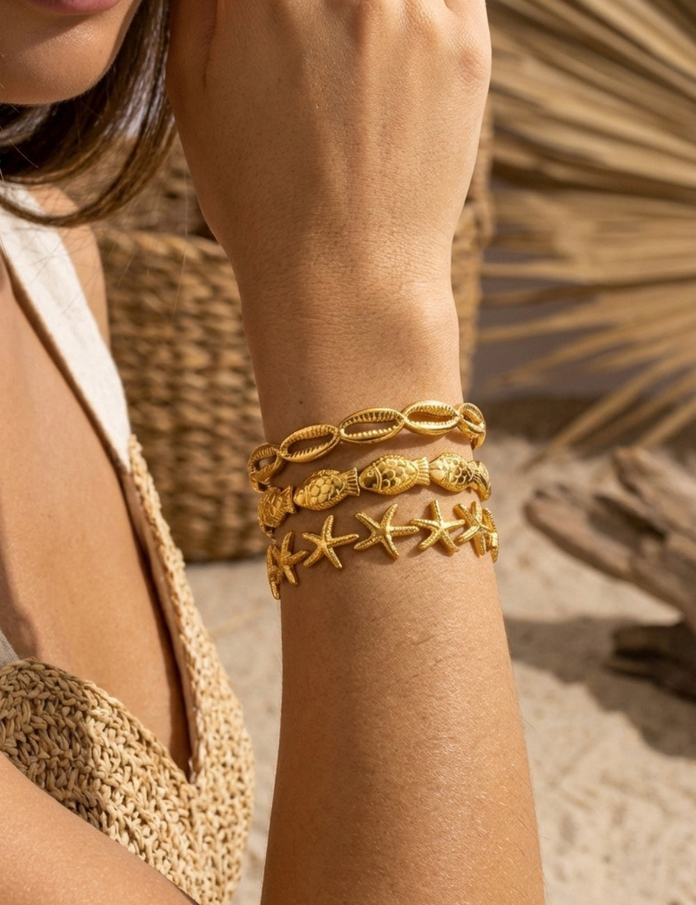 Ocean Motif Open Bangle Bracelet — bracelet