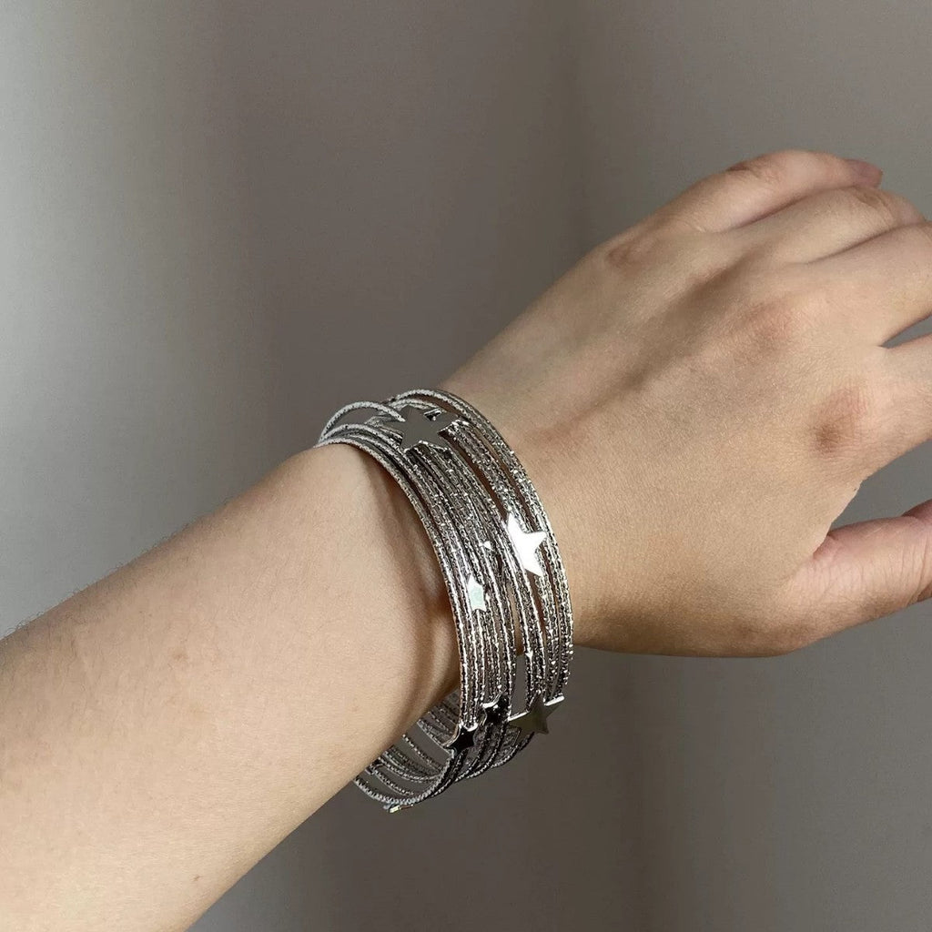 Star Moon Multi-Layer Bracelet — silver bracelet, view 3
