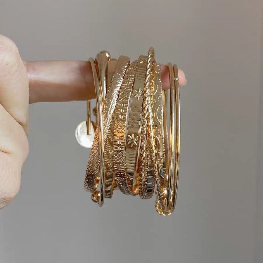 Multi-Layer Stackable Gold Bangle — gold bracelet, view 2