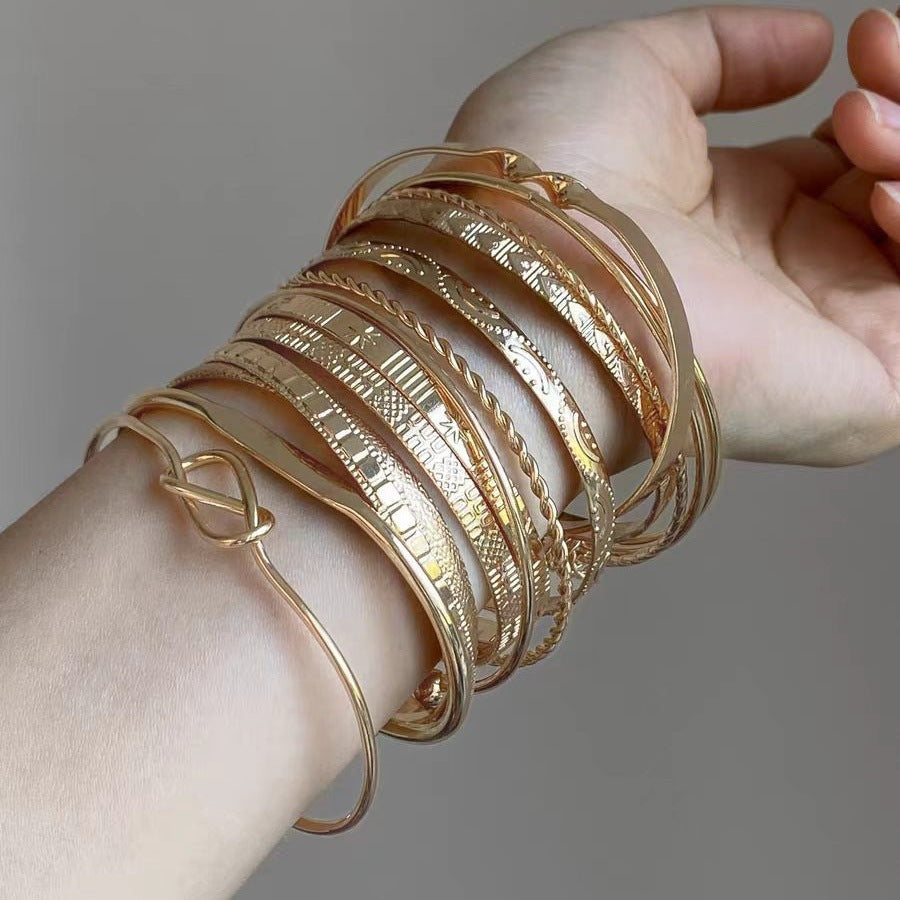 Multi-Layer Stackable Gold Bangle — gold bracelet, view 3