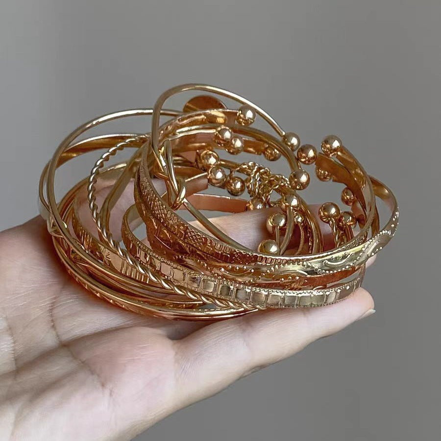 Multi-Layer Stackable Gold Bangle — gold bracelet, view 4
