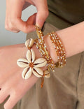 Flower Charm Layered Alloy Bracelet — bracelet