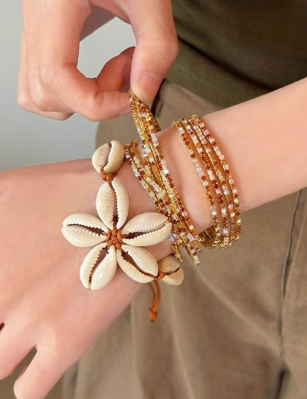 Flower Charm Layered Alloy Bracelet — bracelet