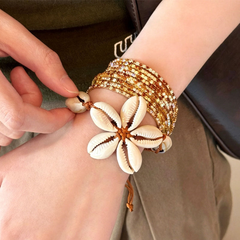 Flower Charm Layered Alloy Bracelet — bracelet, view 2