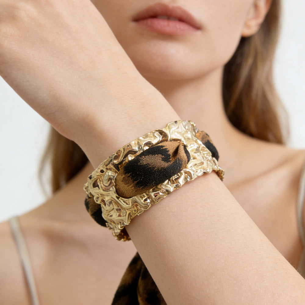 Leopard Print Scarf Cuff Bracelet — bracelet, view 3