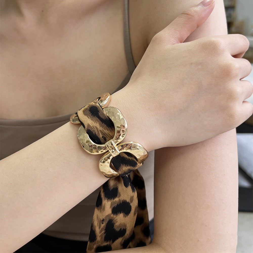 Leopard Print Scarf Cuff Bracelet — bracelet, view 8