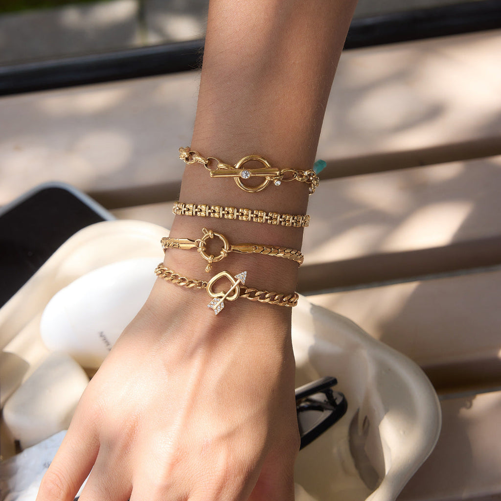 Chunky Cuban Link Bracelet — gold bracelet, view 2