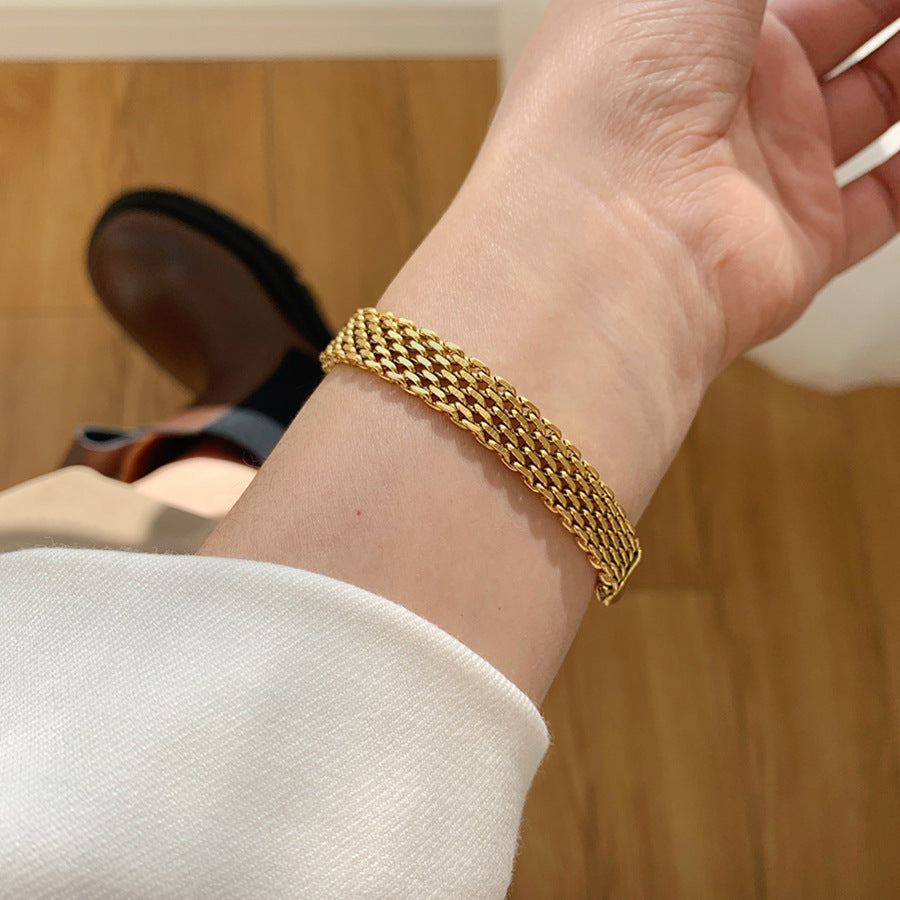 Gold Mesh Chain Bracelet — gold bracelet, view 3