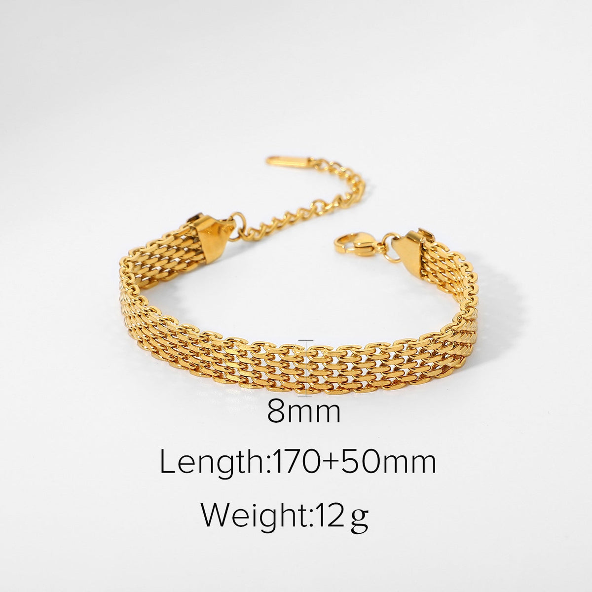 Gold Mesh Chain Bracelet — gold bracelet, view 6