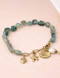 Shell and Stone Beaded Bracelet — gold bracelet
