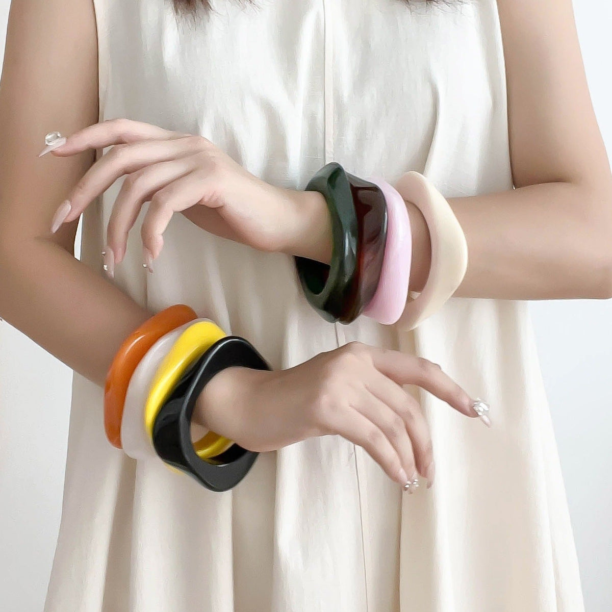 Geometric Resin Statement Bracelet — bracelet, view 2