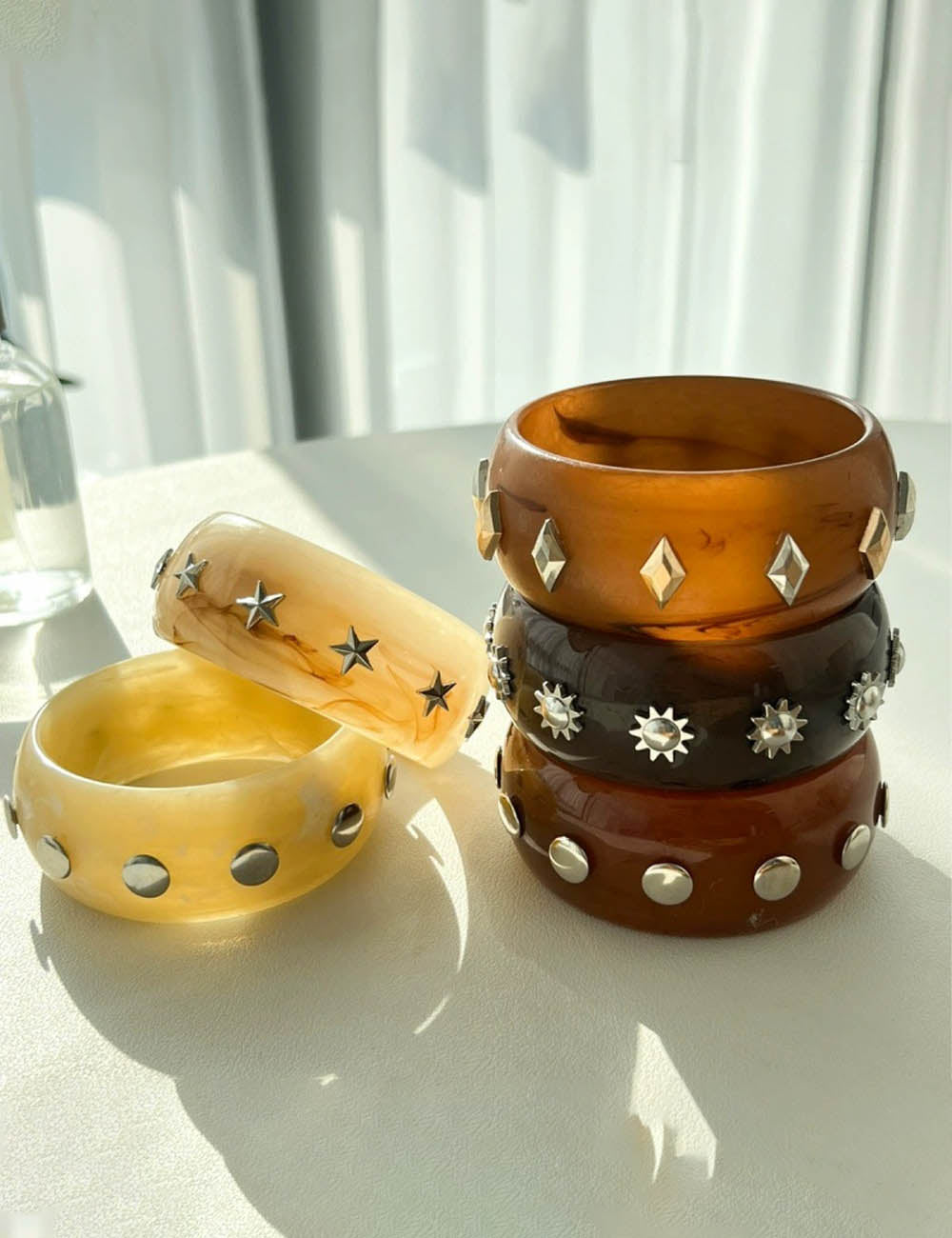 Studded Geometric Resin Bangle — bracelet