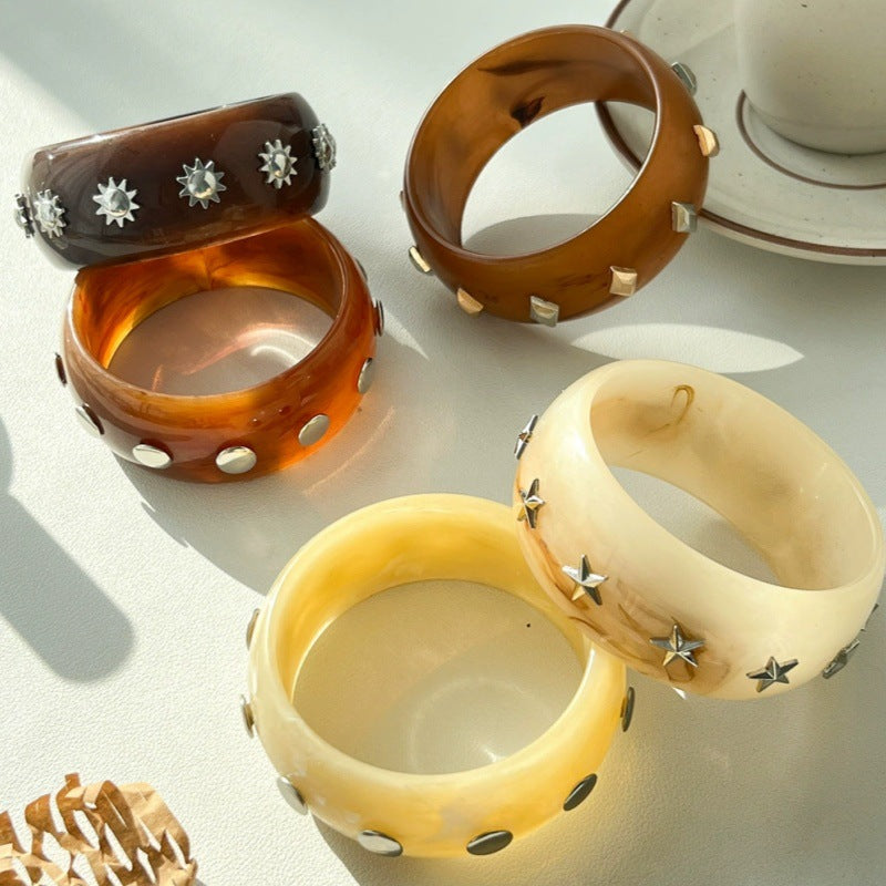 Studded Geometric Resin Bangle — bracelet, view 3
