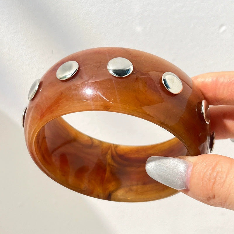 Studded Geometric Resin Bangle — bracelet, view 4