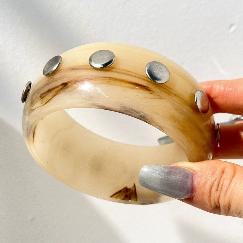 Studded Geometric Resin Bangle — bracelet, view 5