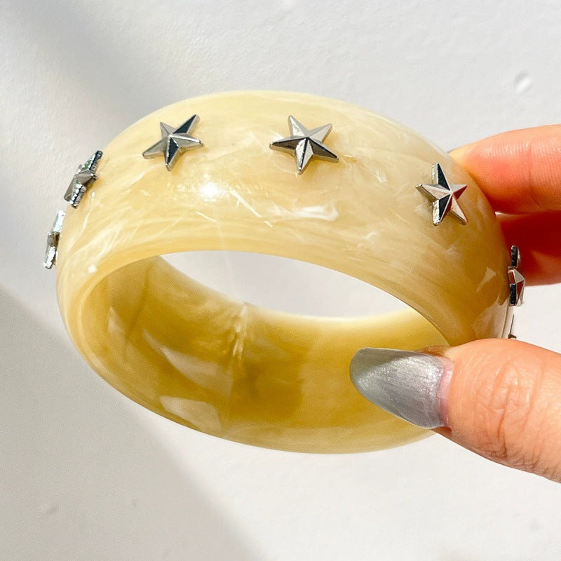 Studded Geometric Resin Bangle — bracelet, view 7