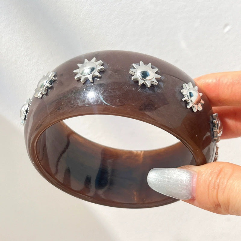 Studded Geometric Resin Bangle — bracelet, view 8