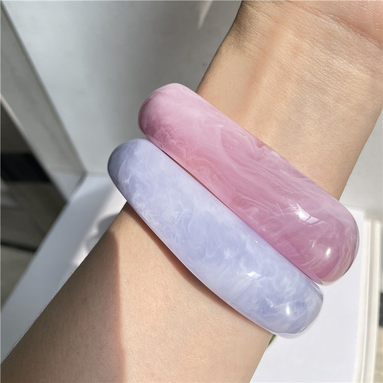 Fine Marbled Wide Resin Bangle — bracelet, view 2