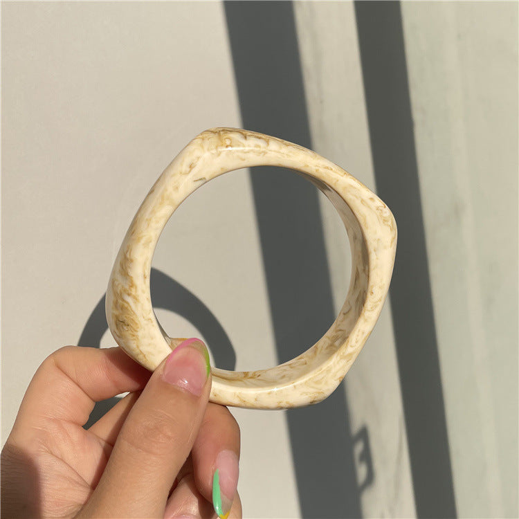 Fine Marbled Wide Resin Bangle — bracelet, view 3