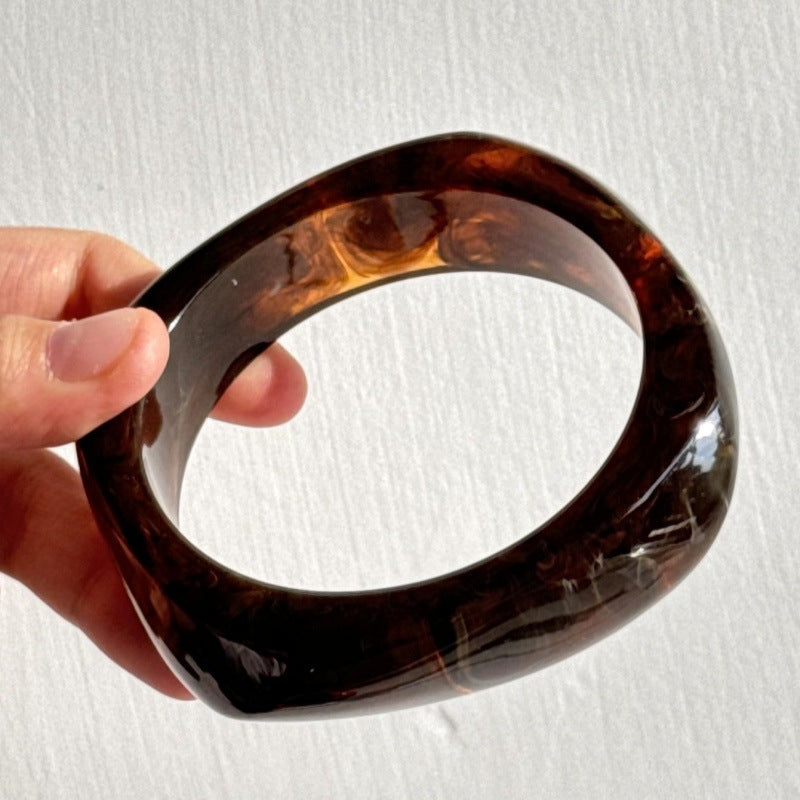 Fine Marbled Wide Resin Bangle — bracelet, view 4