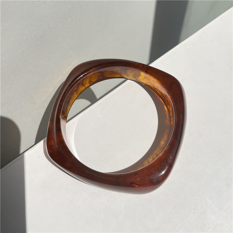 Fine Marbled Wide Resin Bangle — bracelet, view 5