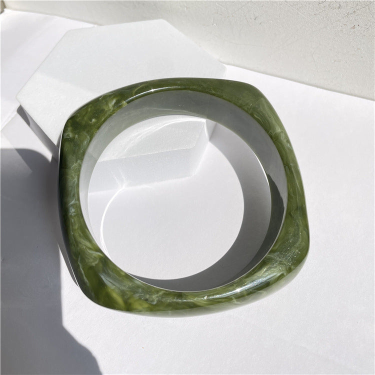 Fine Marbled Wide Resin Bangle — bracelet, view 6