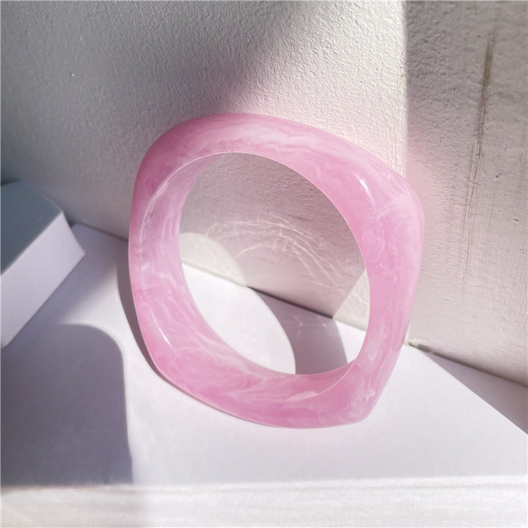 Fine Marbled Wide Resin Bangle — bracelet, view 7