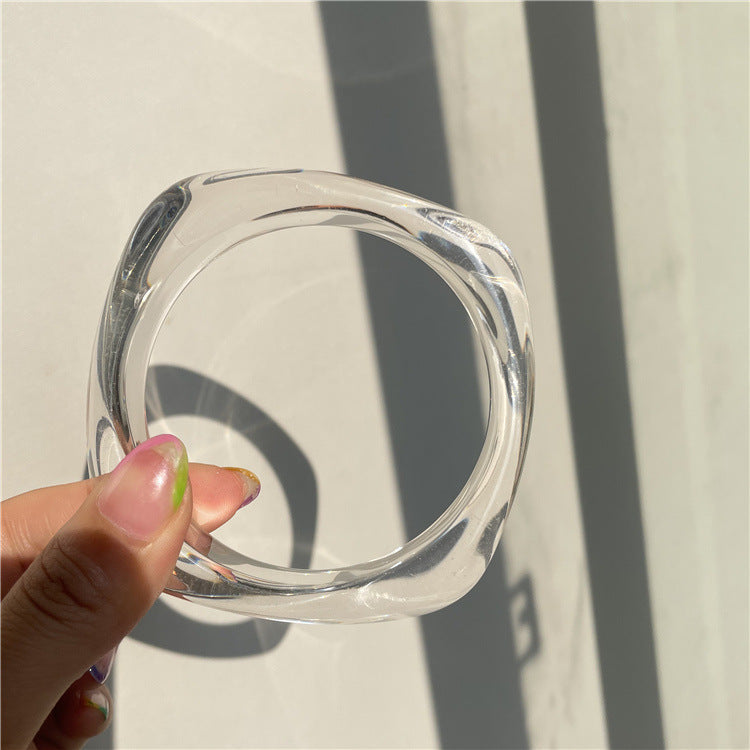 Fine Marbled Wide Resin Bangle — bracelet, view 9