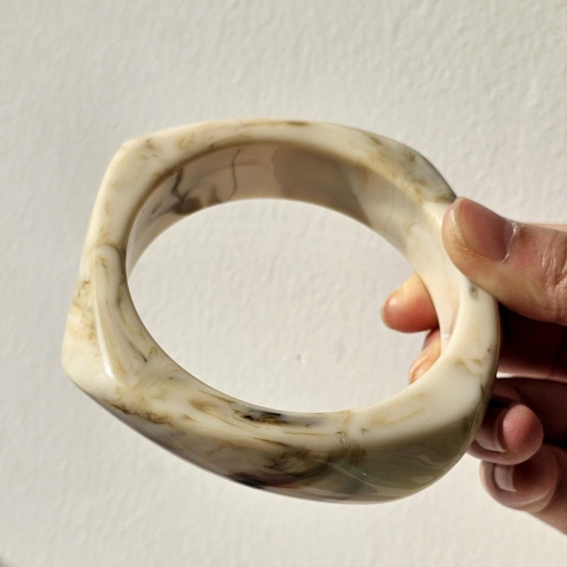 Fine Marbled Wide Resin Bangle — bracelet, view 10