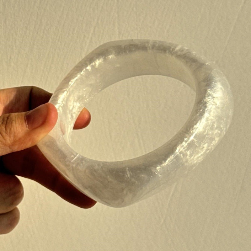 Fine Marbled Wide Resin Bangle — bracelet, view 12