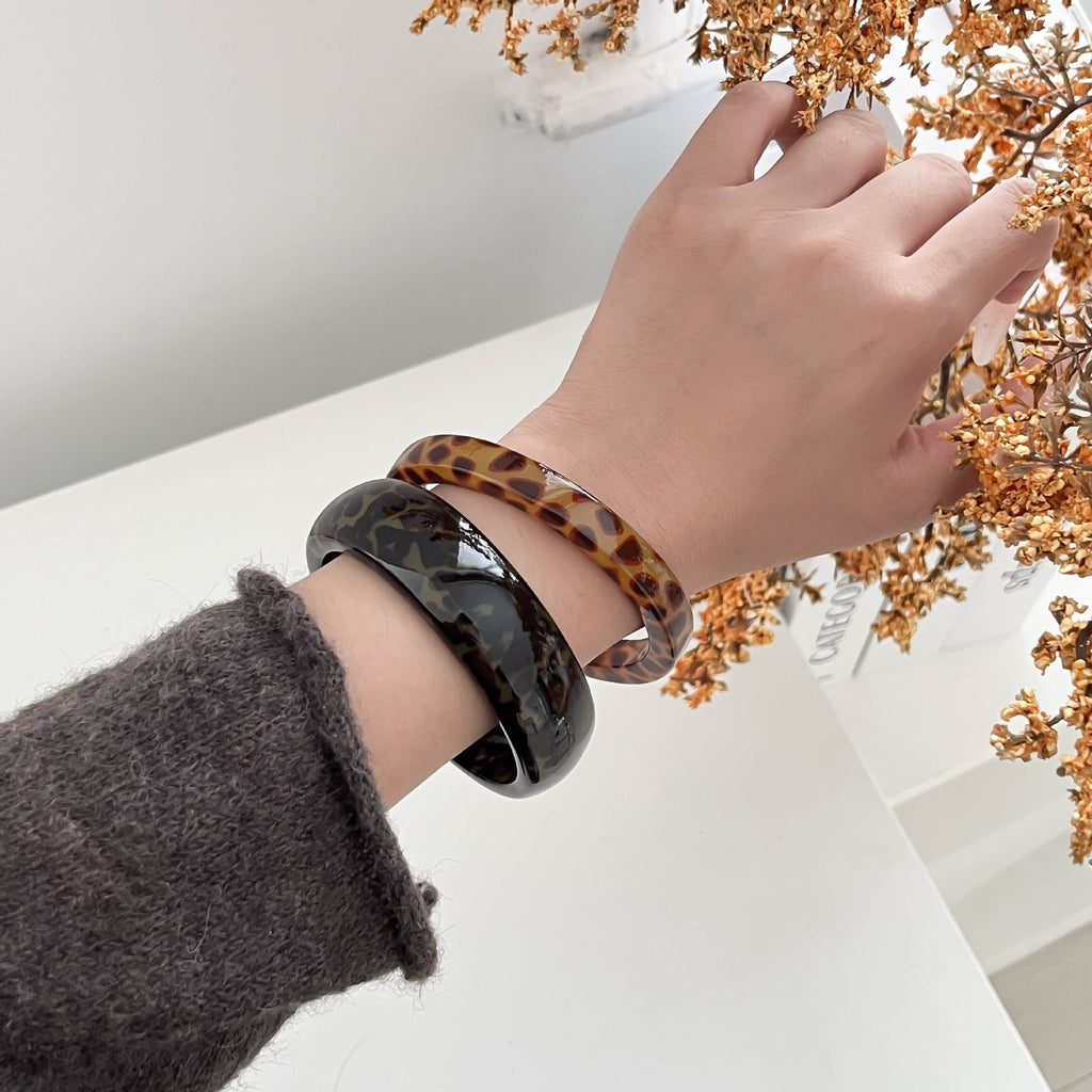 Leopard Print Resin Bangle — leopard bracelet, view 3